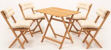 Aiamööbli komplekt Floriane Garden MY004A, 4-kohaline, puit/pruunikasbeež