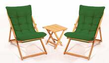 Aiamööbli komplekt KALUNE DESIGN MY005, 3-osaline, laud ja toolid, pruun/roheline