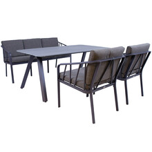Aiamööblikomplekt Home4you Kahla, laud, diivan ja 2 tooli, 21186, hall