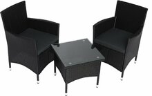 Aiamööbli komplekt OTE Corfu, 3-osaline, 2-kohaline, must