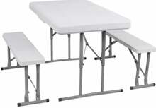 Kokkupandav laud 2 pingiga Springos GF0096, 105x65x69 cm, valge