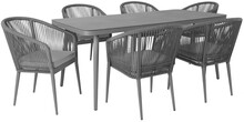 Aiamööblikomplekt Home4you Ecco, K21177, laud ja 6 tooli, hall