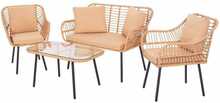 Aiamööbli komplekt SPRINGOS Japandi GF0069, 4-kohaline, must/puit/pruunikasbeež