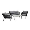 Aiamööbli komplekt Venture Design Lindos, laud 41x100x55 cm, tool 80x69x70 cm, diivan 80x69x134 cm, must