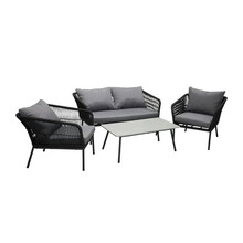 Aiamööbli komplekt Venture Design Lindos, laud 41x100x55 cm, tool 80x69x70 cm, diivan 80x69x134 cm, must