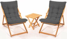 Aiamööblikomplekt Kalune Design MY005, 3-osaline, laud ja toolid, hall/puit