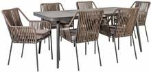 Aiamööblikomplekt Home4you Andros, laud ja 6 tooli, K21173, hall/pruun
