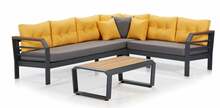 Aiamööbli komplekt Kalune Design Assento, 7-kohaline, kollane/must/hall