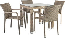 Aiamööblikomplekt Home4you Larache, K21207, laud ja 4 tooli, hall/pruun