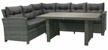 Aiamööblikomplekt Home4you Pavia, 21091, laud, nurgadiivan, tumehall