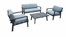 Aiamööblikomplekt Home4you Delgado, 4-osaline, laud, diivan ja 2 tooli, hall