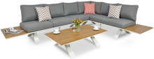 Aiamööbli komplekt Focus Garden Sorrento Wood, 5-kohaline, valge/hall/puit