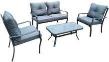 Aiamööblikomplekt Home4you Bosler, 4-osaline, laud, diivan ja 2 tooli, hall