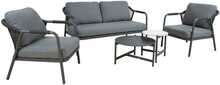 Aiamööblikomplekt Home4you Kassel, 4-osaline, laud, diivan ja 2 tooli, hall