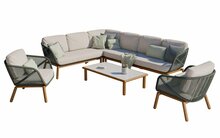 Aiamööblikomplekt Mirpol Auro v4, nurgadiivan, 273 x 210 x 73,5 cm, 2 tugitooli, hall