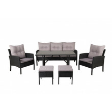 Aiamööbli komplekt Venture Design Knock, laud 120x70 cm, tool 75x60 cm, diivan 158x69 cm, tumb 38x38 cm, must
