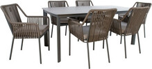 Aiamööblikomplekt Home4you Andros, K21189, laud ja 6 tooli, hall/pruun