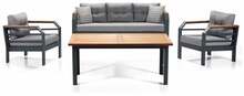Aiamööblikomplekt Hanah Home Assento, 3+1+1+M, must/hall