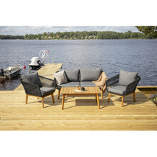 Aiamööbli komplekt Venture Design Chania, laud 45x110x60 cm, tool 75x76x75 cm, diivan 75x76x164 cm, must