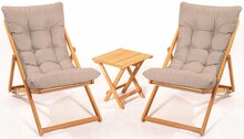 Aiamööbli komplekt Kalune Design MY005, 3-osaline, laud ja toolid, pruun/puit