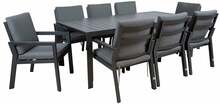 Aiamööblikomplekt Home4you Tomson, K25164, laud ja 8 tooli, hall/tumehall
