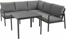 Aiamööblikomplekt Home4you Adrian, laud ja nurgadiivan, 21181, hall, 5-kohaline
