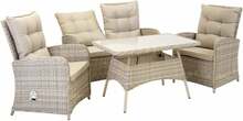 Aiamööblikomplekt Home4you Emerald, 10534, laud, diivan ja 2 tooli, kreemjas