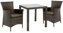 Aiamööblikomplekt Home4you Wicker, laud ja 2 tooli, K133481, tumepruun