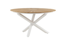 Aiasöögilaud Venture Design Meksika o140 cm, valge/teak