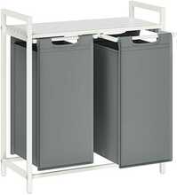 Pesukorv Vasagle, 2 x 46 l, 73 x 33 x 72 cm, valge-heledahall