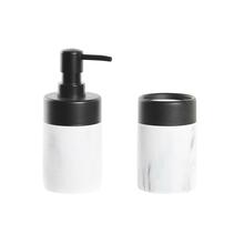 Vannitoa komplekt DKD Home Decor, 7.2 x 7.2 x 16.4 cm, valge must