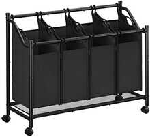 Pesukorv Songmics 4 x 45 L, must, ratastega