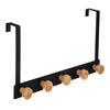 Ukse riidepuu 5five Simply Smart 151570A, 33 cm, must, 5 konksu, metall puidust nuppudega