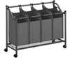 Pesukorv Songmics, 4 x 45 L, tumehall, ratastega
