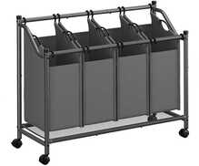 Pesukorv Songmics, 4 x 45 L, tumehall, ratastega