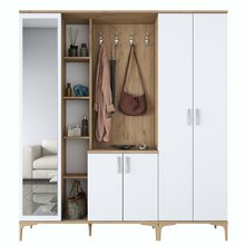 Esikukapp Kalune Design EA129 - 2797, 180 x 37.5 x 198.6 cm, pruun/valge