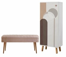 Esikumööblikomplekt Kalune Design Vegas 948 - 0900, 50 x 135 x 38 cm, valge/beež