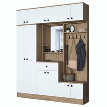 Esikumööbli komplekt Hanah Home EA104 - 2421, 37.5 x 179.6 x 226.4 cm, pruun/valge