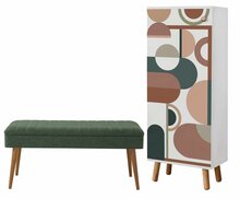 Esikumööblikomplekt Kalune Design Vegas, 942 - 1070, 50 x 135 x 38 cm, valge/roheline/mitmevärviline