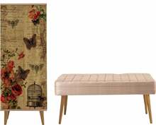 Esikumööblikomplekt Kalune Design Filinta, 734 - 0900, 50 x 135 x 38 cm, mitmevärviline/beež/sonoma tamm