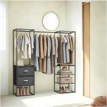 Riidenagi Songmics, 2 sahtlit, 40 x 150-180 x 180 cm, eebenipuu must