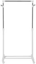 Riidestange Homcom, reguleeritava kõrgusega, alumise riiuliga, 4 rattaga, valge, 68,5 x 42 x 87-145 cm