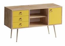 Konsoollaud Kalune Design Klea, 120 x 40 x 80 cm, tamm/kollane