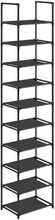Kingariiul Songmics, 10 taset, 33 x 33 x 173 cm, must