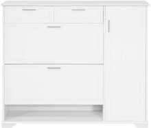 Jalanõudekapp Sobuy FSR104-W, 120 x 26 x 111 cm, valge/hõbedane