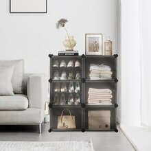 Jalanõude riiul Songmics, 32 x 124 x 94 cm, must, 6 sektsiooni, terasraam