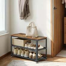 Kingariiul Vasagle Schuhbank, 30 x 73 x 45 cm, Vintage Brown-Must