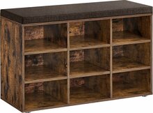 Kingakapp istmega ja 9 riiuliga Songmics, pruun, 78.5 x 30.3 x 48 cm