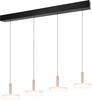Laelamp LED Trio Celeste, 4x7,5W, 28W, 3000K, must/valge/kuldne, dimmerdatav, klaasist kuppel, 115x22x200 cm