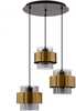 Rippvalgusti Candellux Spiega, 3xE27, 60W, kuldne/must, suitsuklaasist kuppel